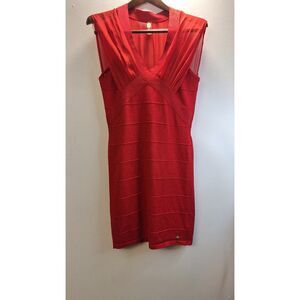 VINTAGE Y2K‎ 90'S APPLE BOTTOMS RED BANDAGE SEMI SHEER FORMAL PARTY DRESS MEDIUM